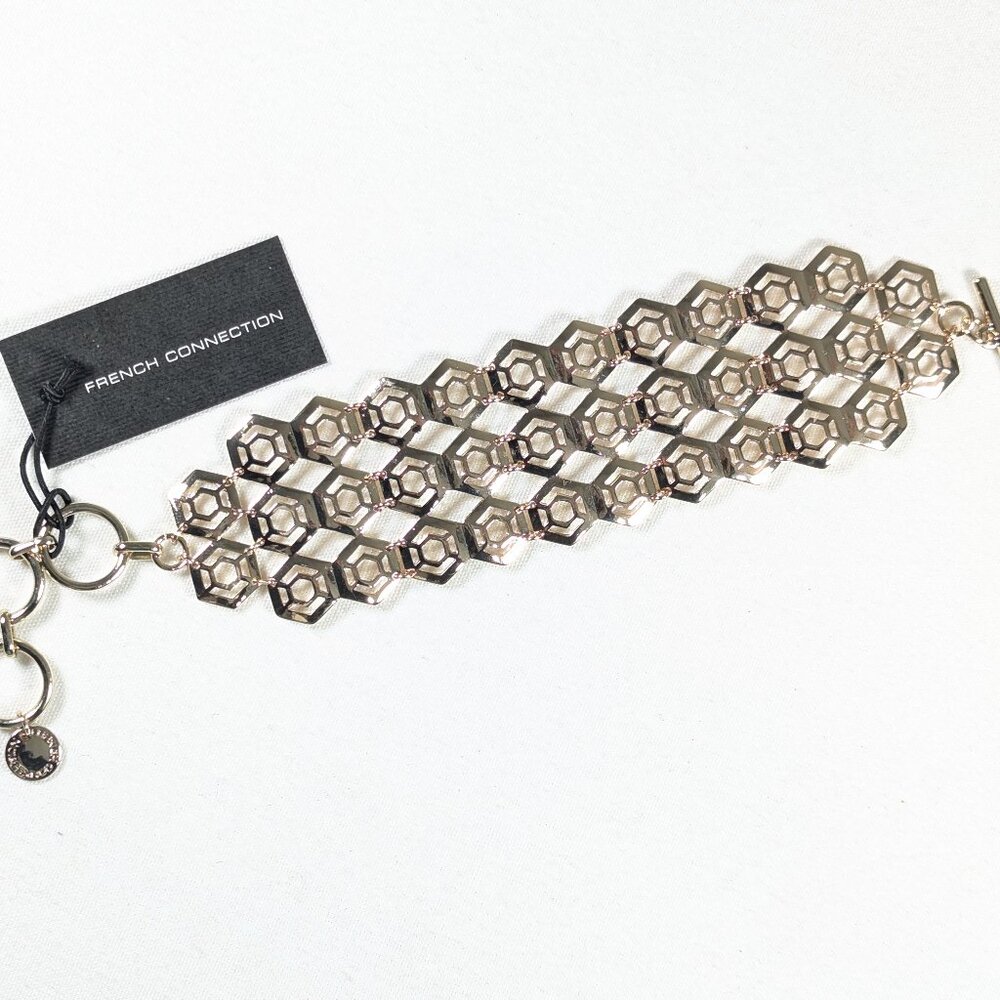 NWT French Connection Hex Honeycomb wide cuff bracelet
